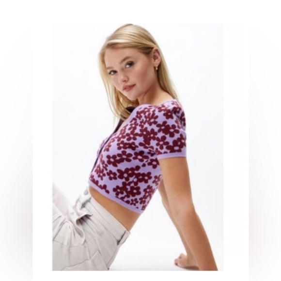 L.A. Hearts cute floral short sleeve sweater size small - Picture 4 of 10